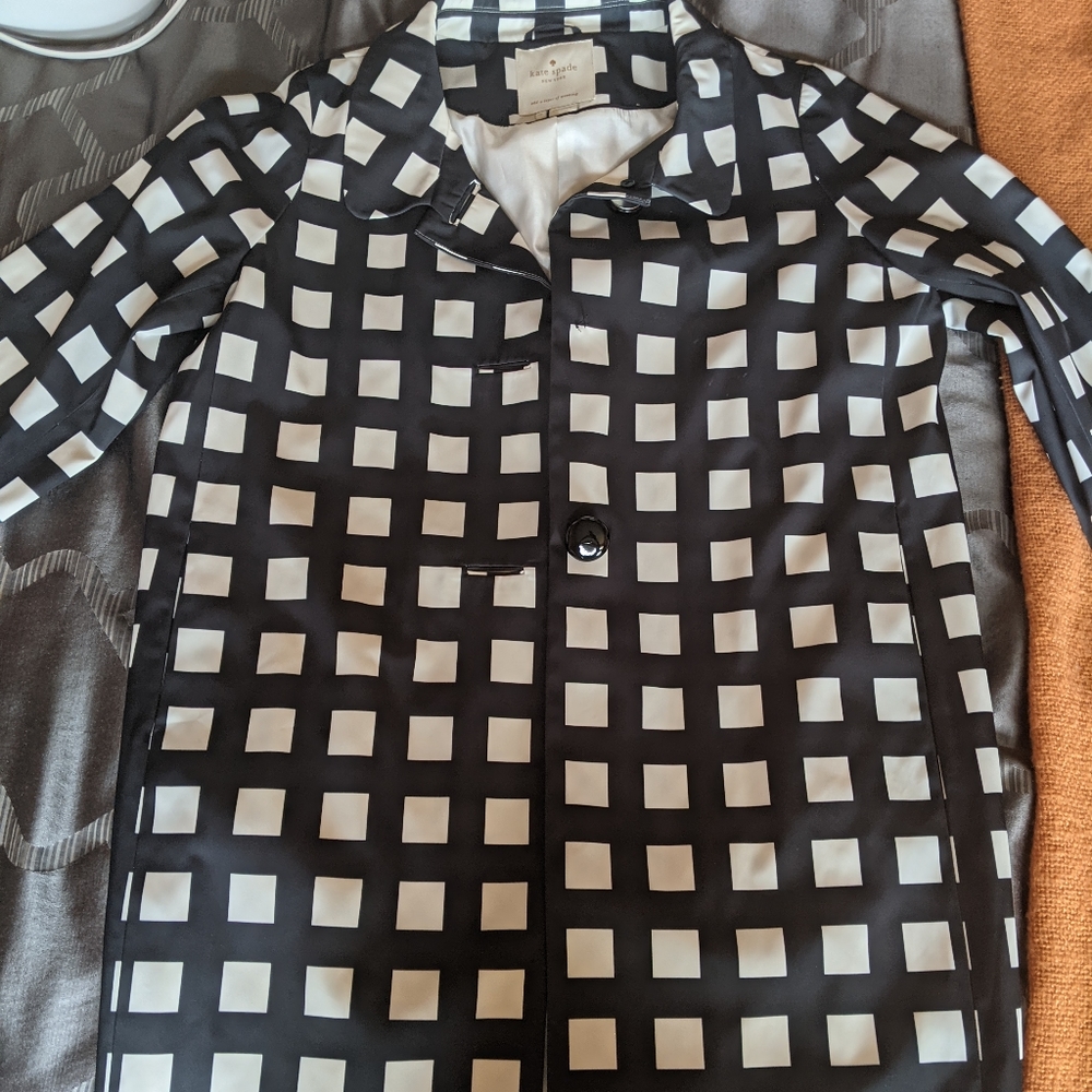 kate spade Black and White Check Trench Coat